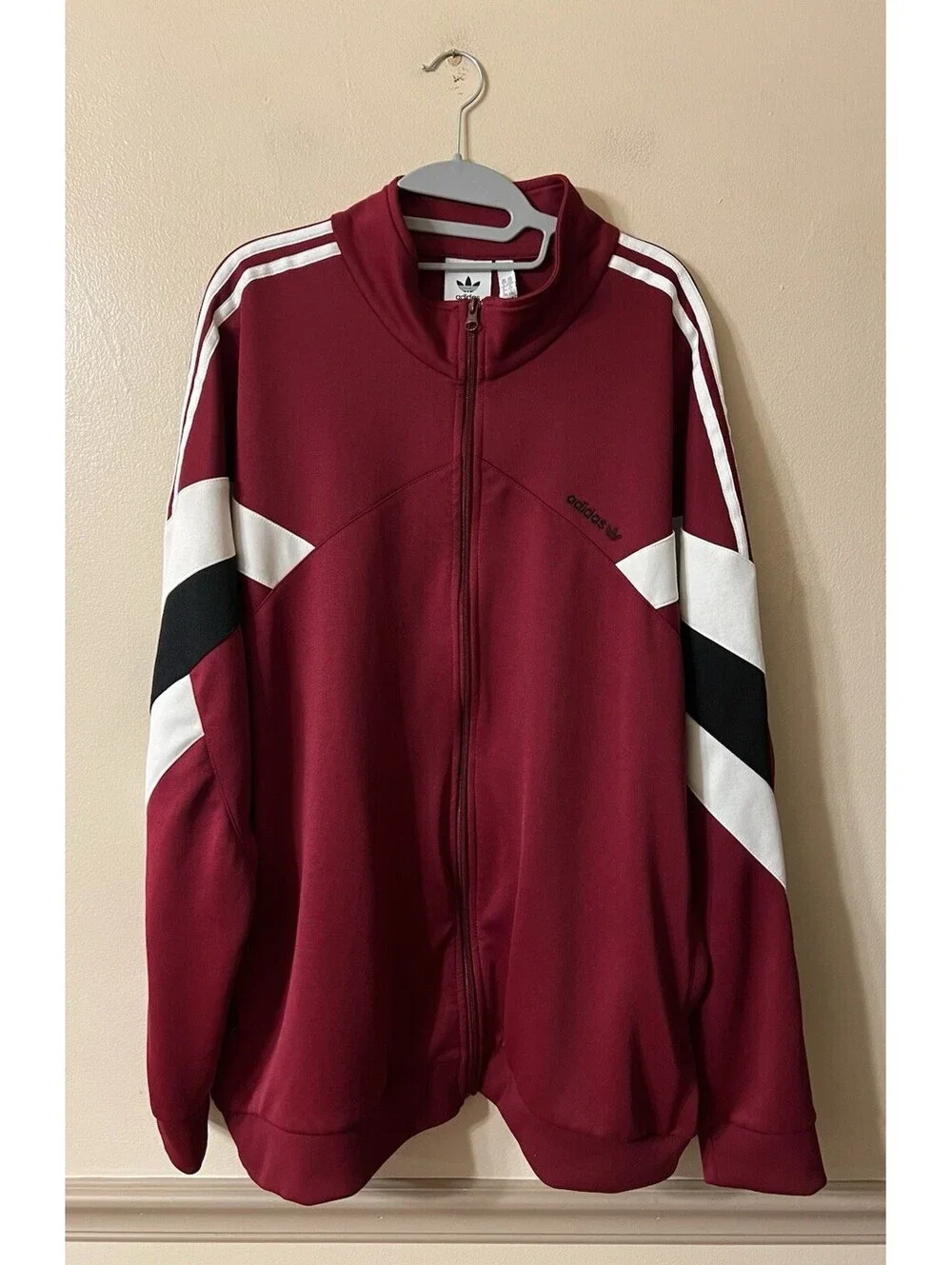 Adidas Originals Palmeston Track Jacket Size 2XL Burgundy White Black Colorblock